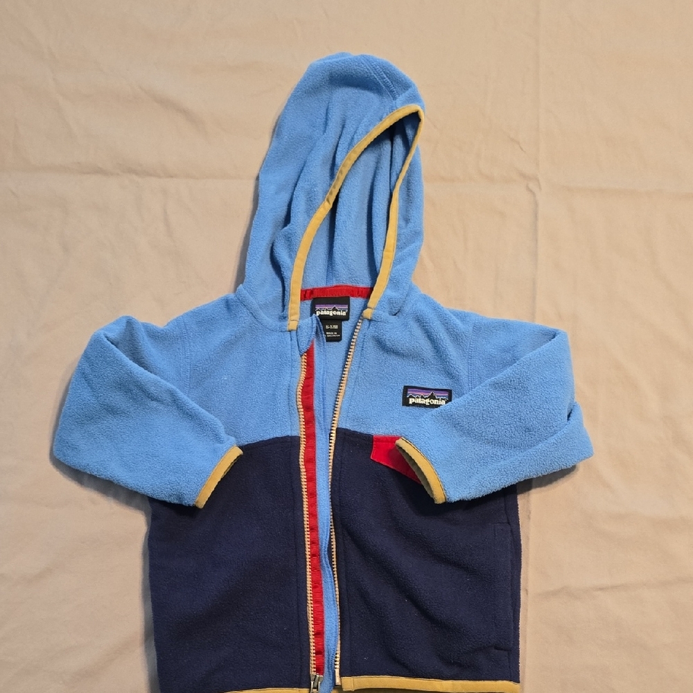 Patagonia Kids Light Blue and Navy Hoodie